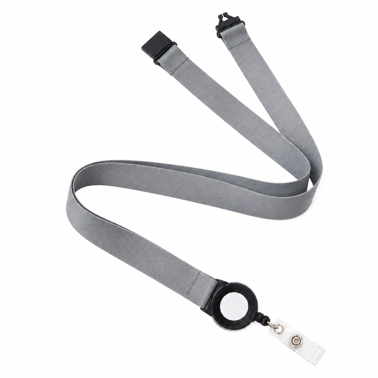 Polyester Lanyard With Retractable Badge Reel — Gray