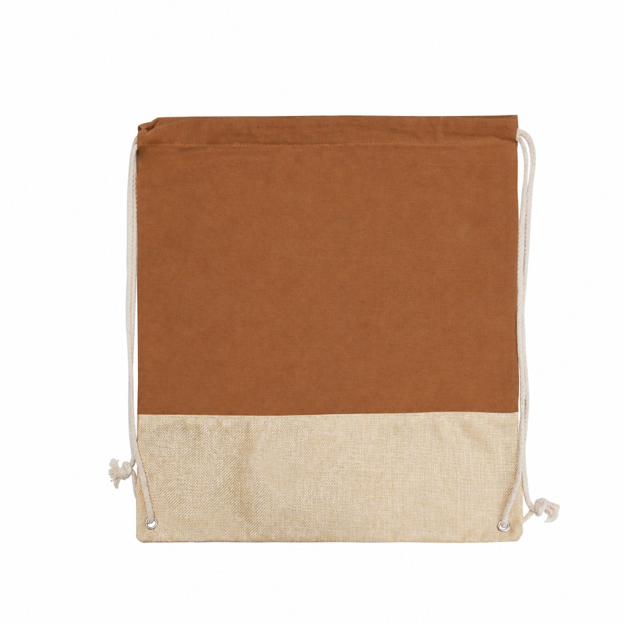 Cotton Metal Grommets Drawstring Bag — Brown