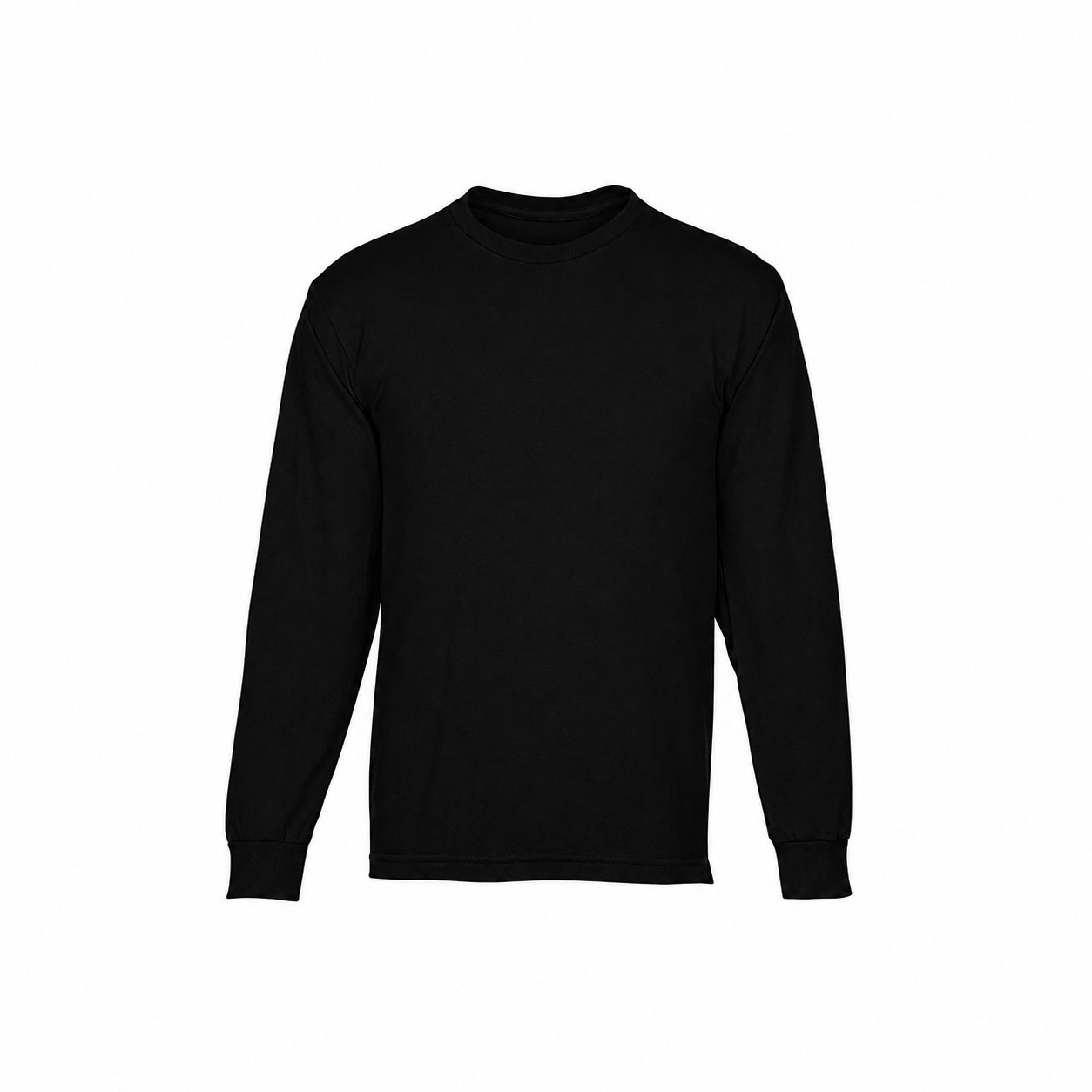 Cotton Long Sleeve T-Shirt With Reinforced Hem — Black