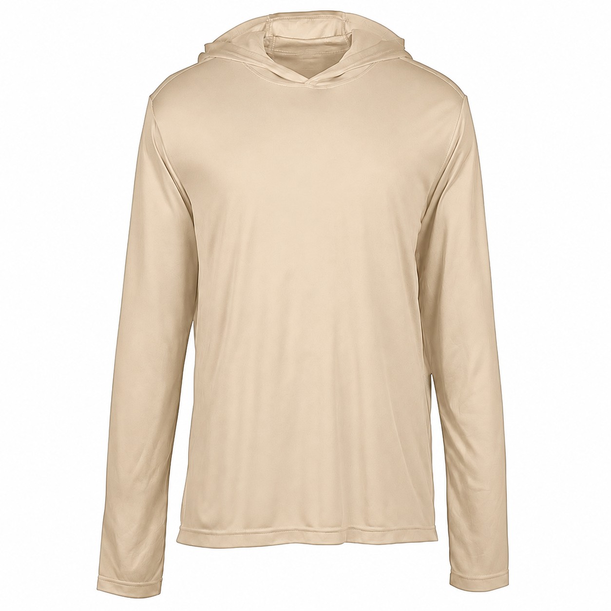 Polyester Hooded Long Sleeve Shirt — Beige