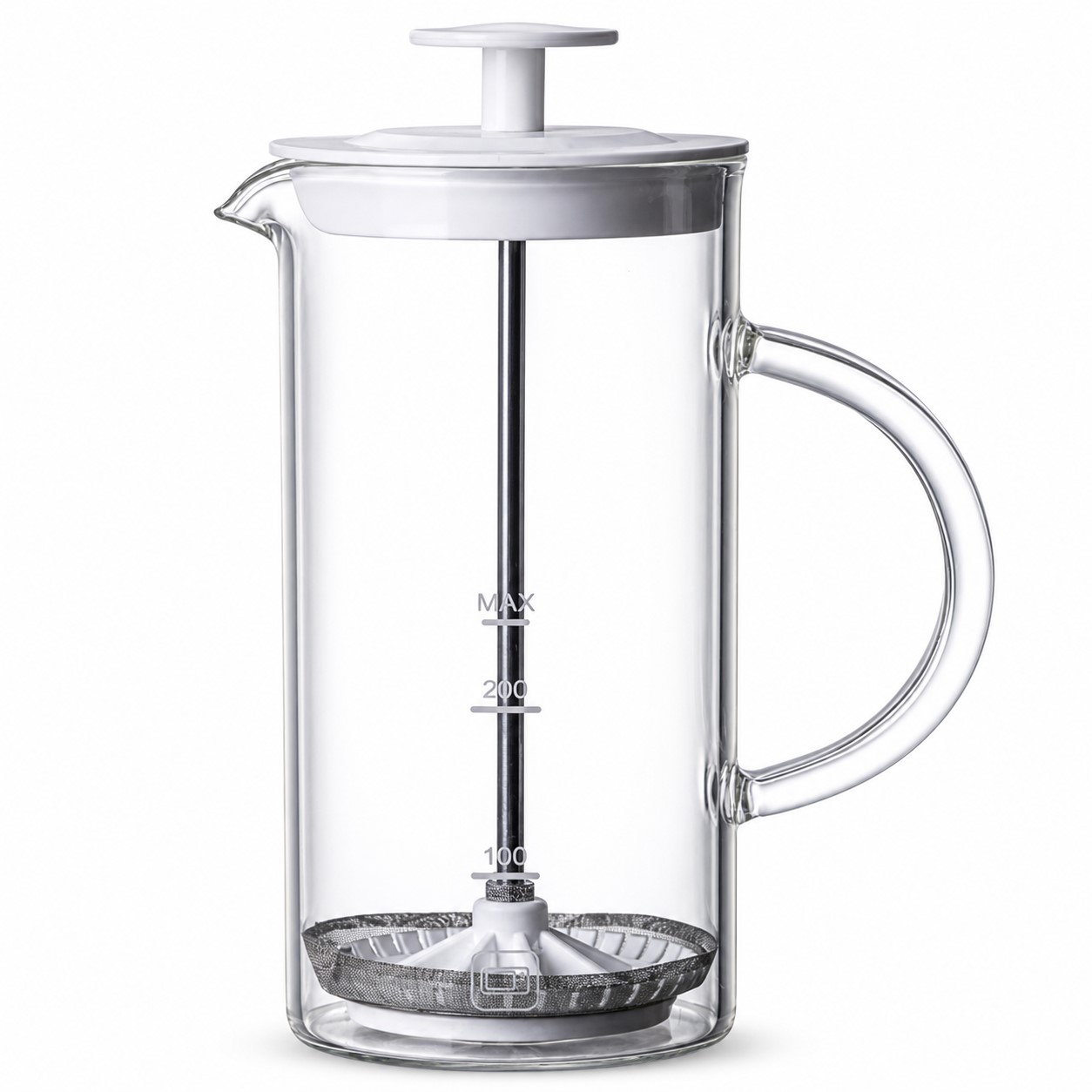 Glass Manual Milk Frother With Handle — view 2