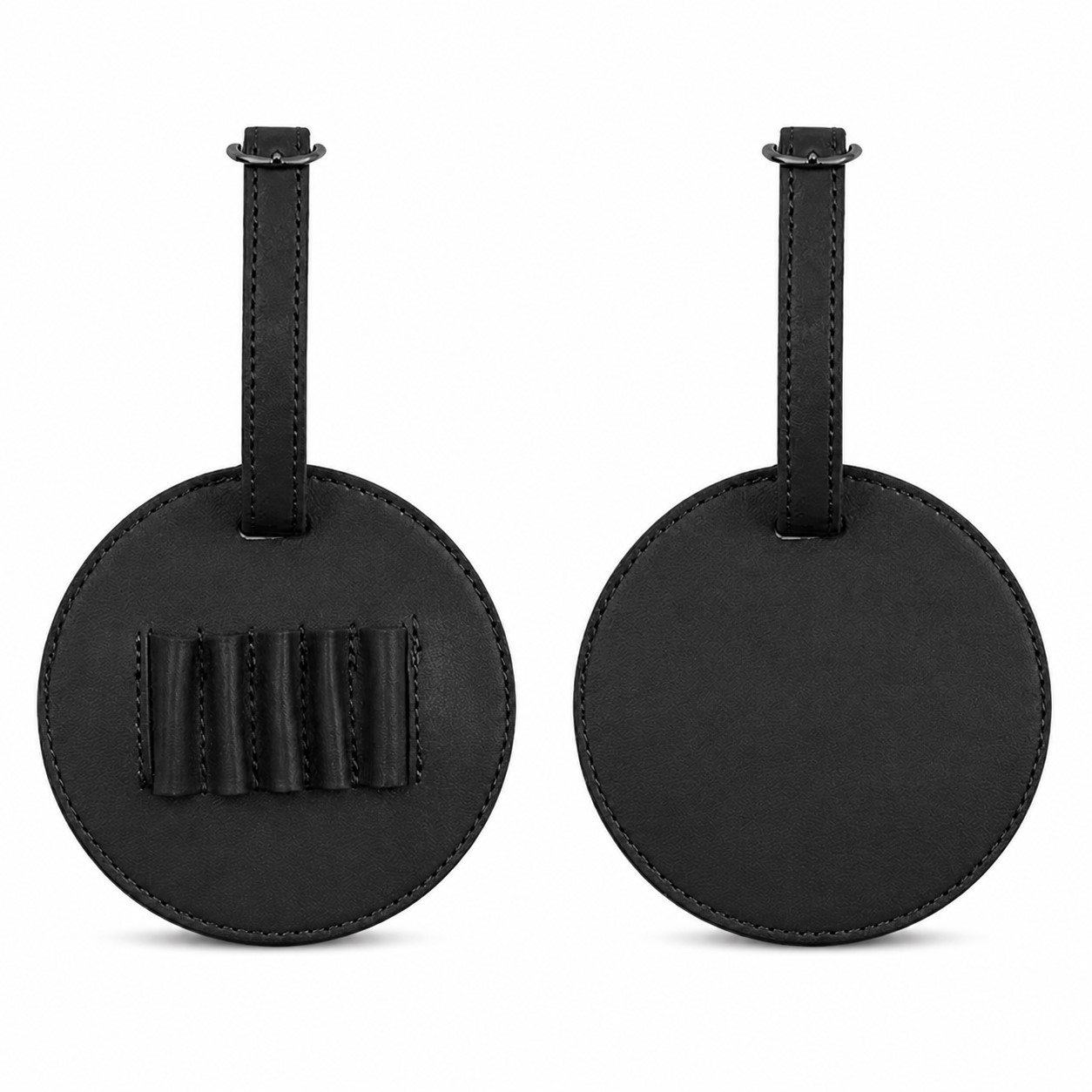 Circular Leather Golf Tee Carrier With Clip — view 2