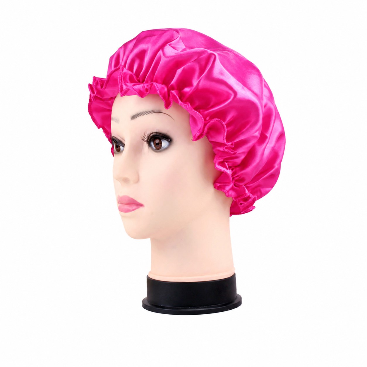 Satin Elastic Sleep Cap — Hot Pink