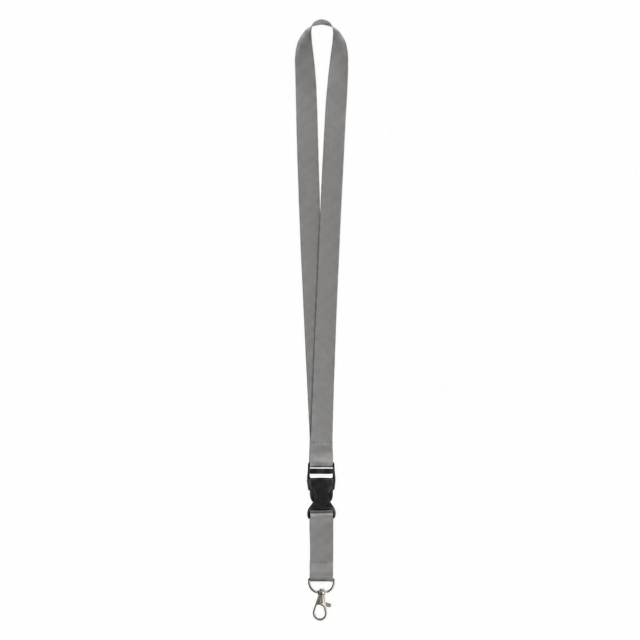 Polyester Badge Lanyard With Attachment Options — Pewter Gray