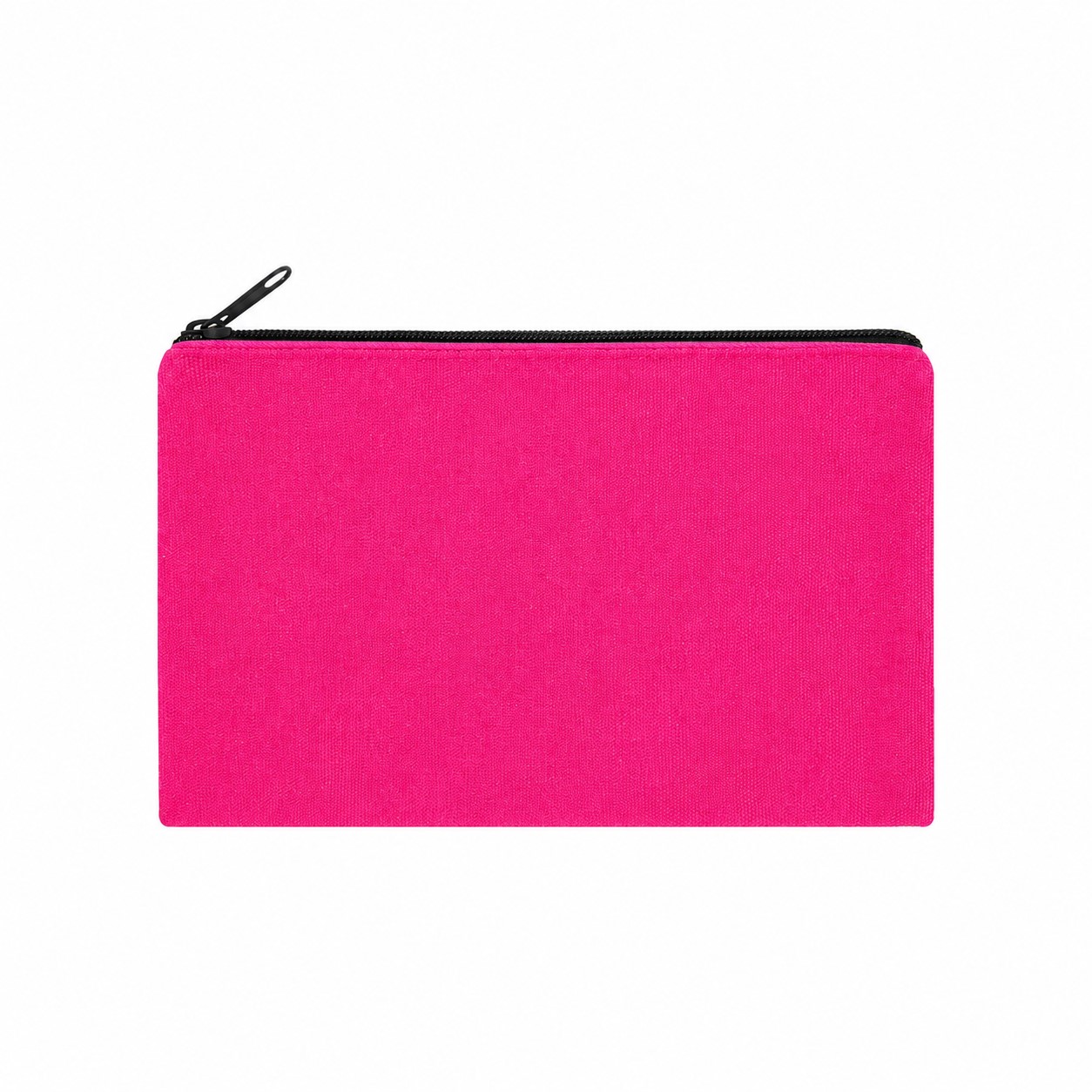 8.5-Inch Zippered Canvas Makeup Bag — Fuchsia Pink