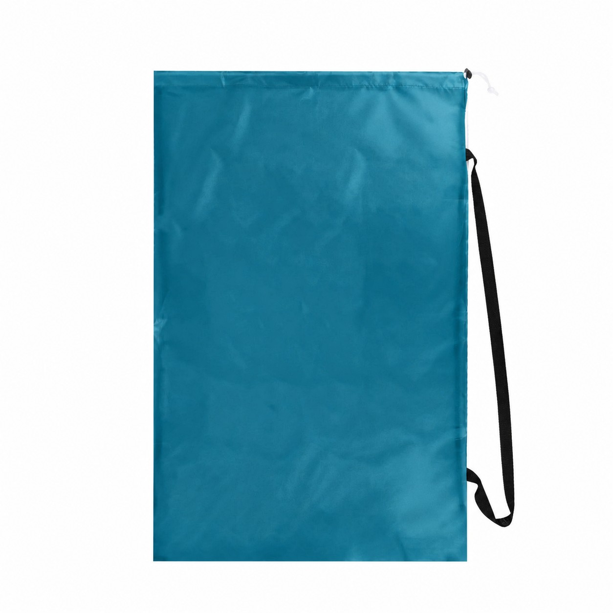 210D Polyester Adjustable Strap Drawstring Laundry Bag — Teal Blue