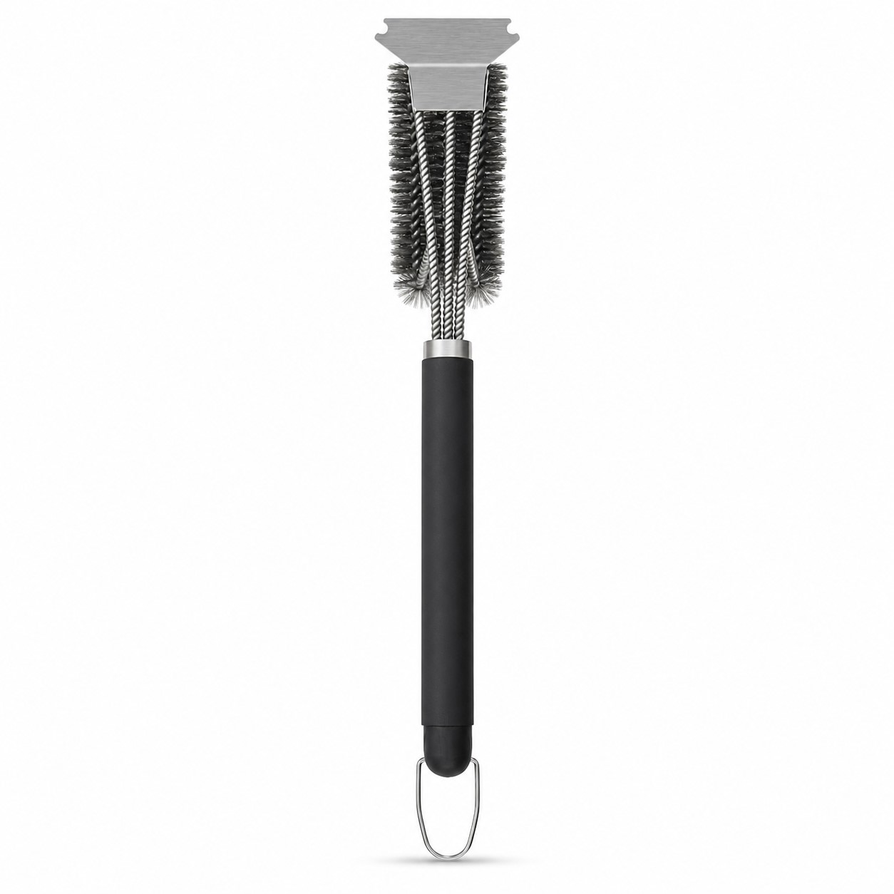 Long Handle Stainless Steel Grill Brush With Scraper — view 2