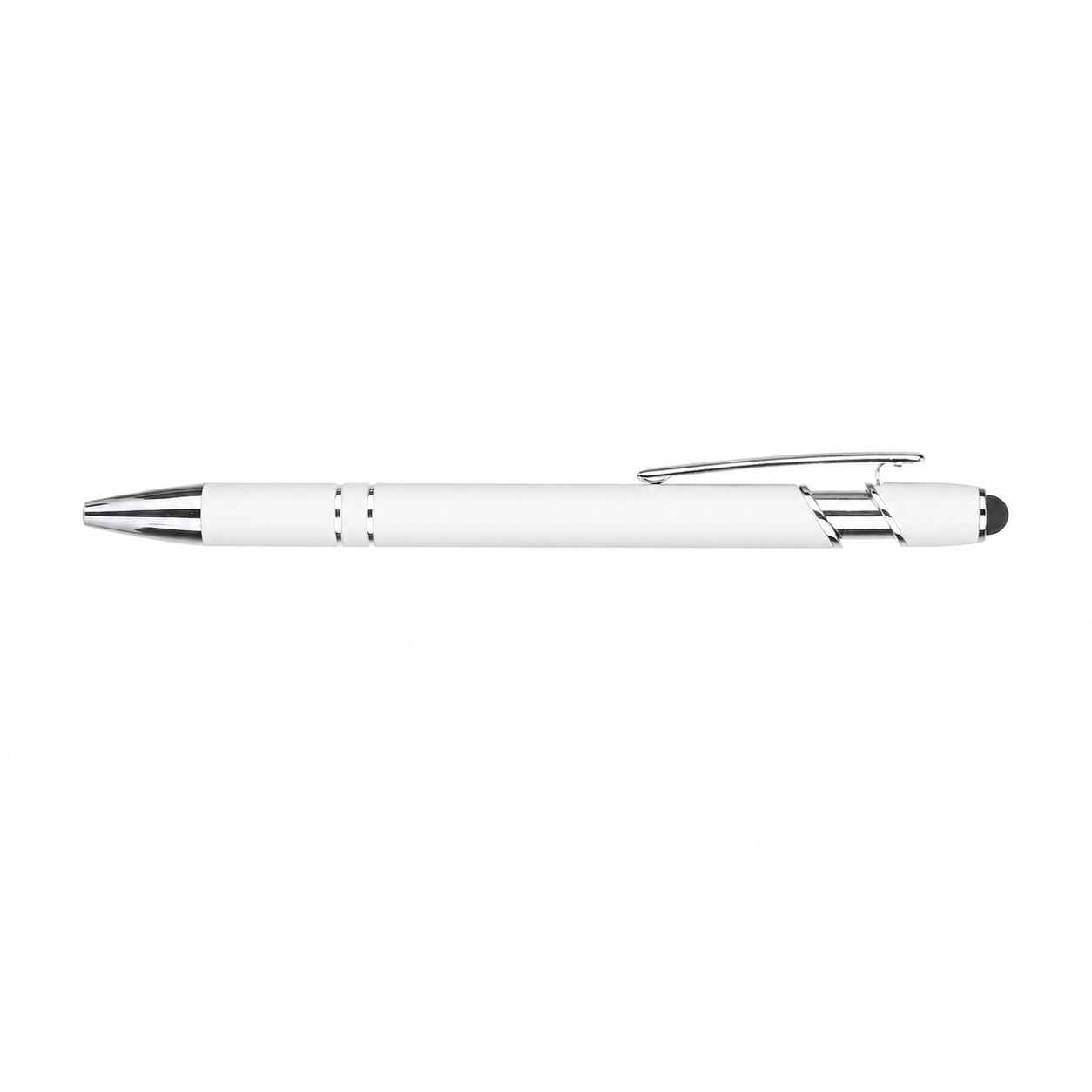 Soft Barrel Metal Stylus Ballpoint Pen — White