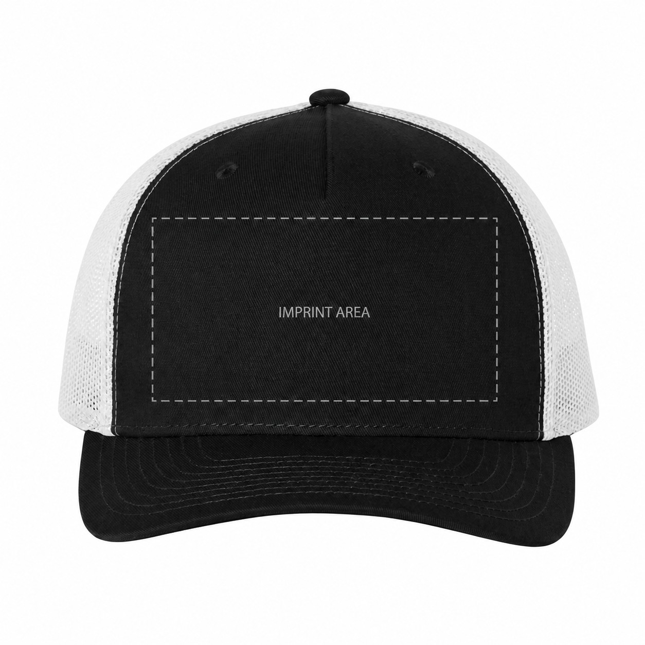 Five Panel Trucker Snapback Hat — Black/White