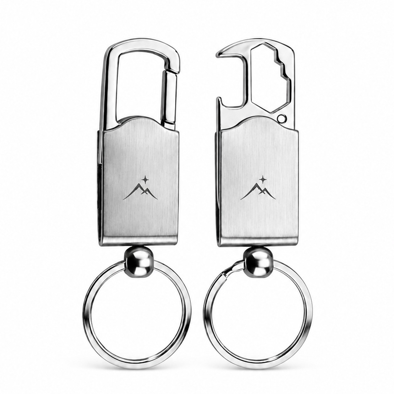 Stainless Steel Bottle Opener Keychain With Carabiner