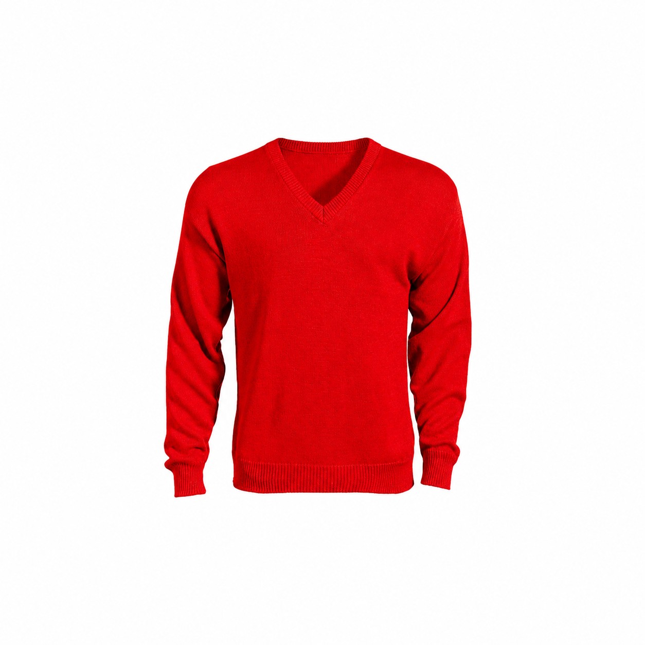 Women's Long Sleeve V-Neck Cotton Blend Shirt — Red