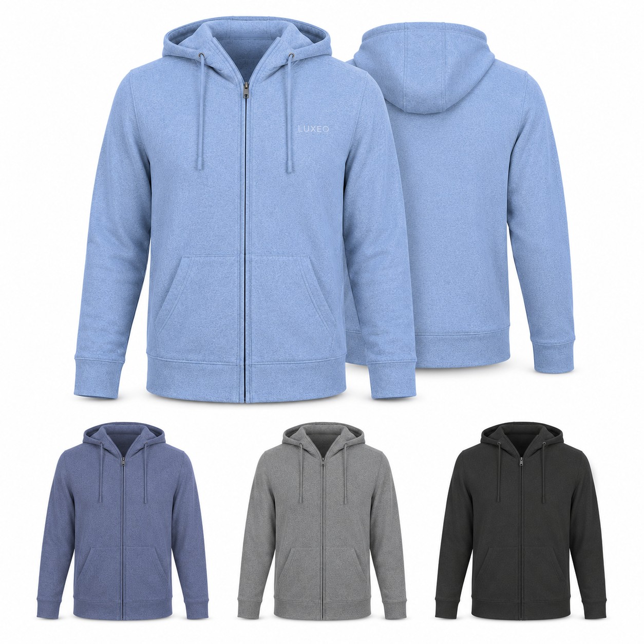 Polyester Spandex Full Zip Hoodie