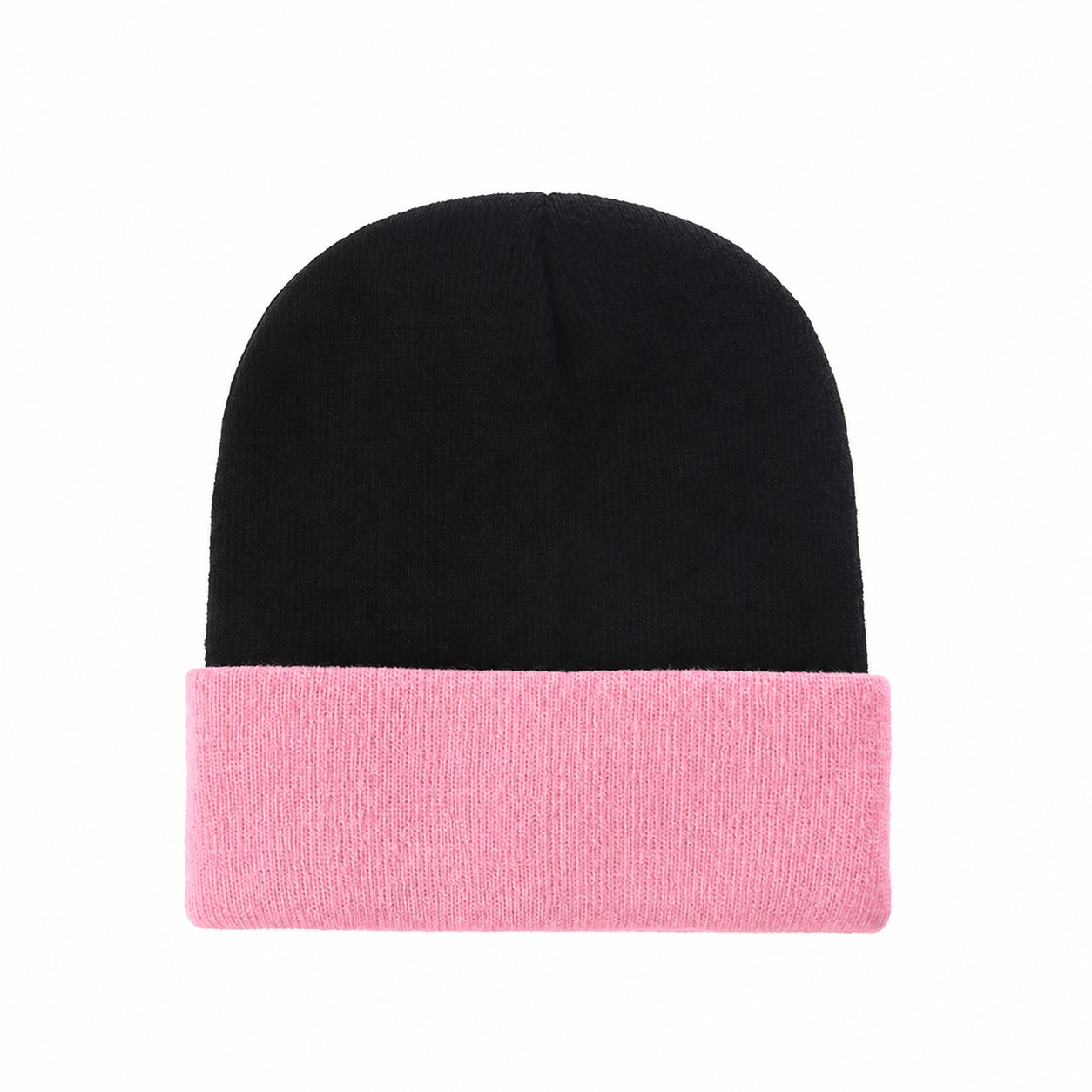 Polyester Two Tone Cuffed Beanie — Pink