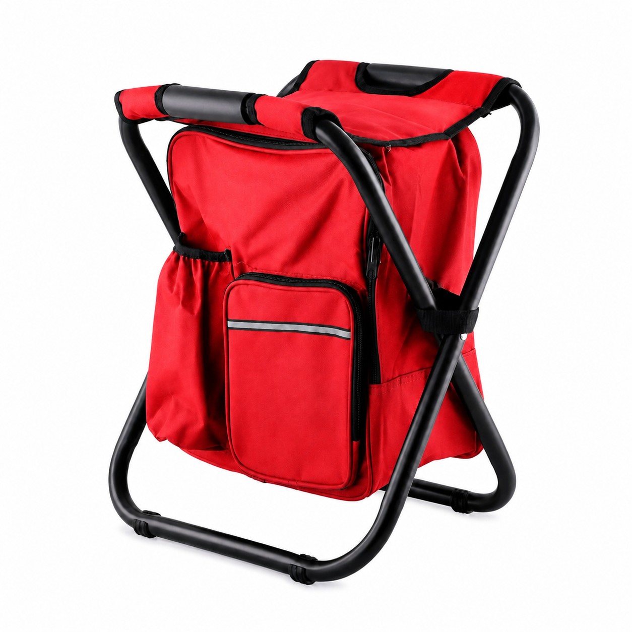 Insulated Backpack Folding Camp Chair — Red