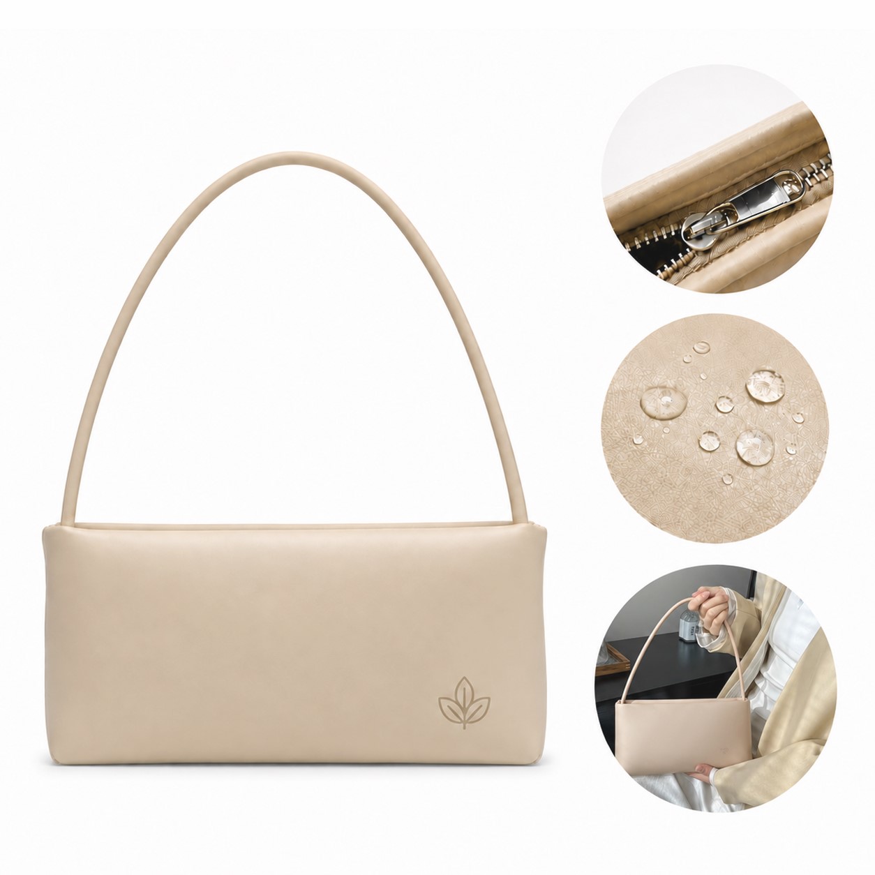 Slim Leather Shoulder Tote Bag