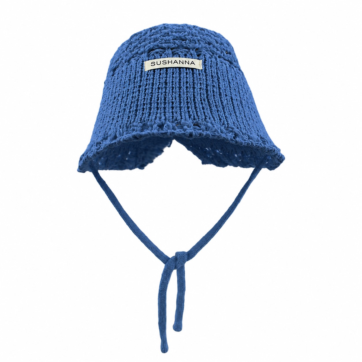 Hollow Knit Polyester Bucket Hat — Blue