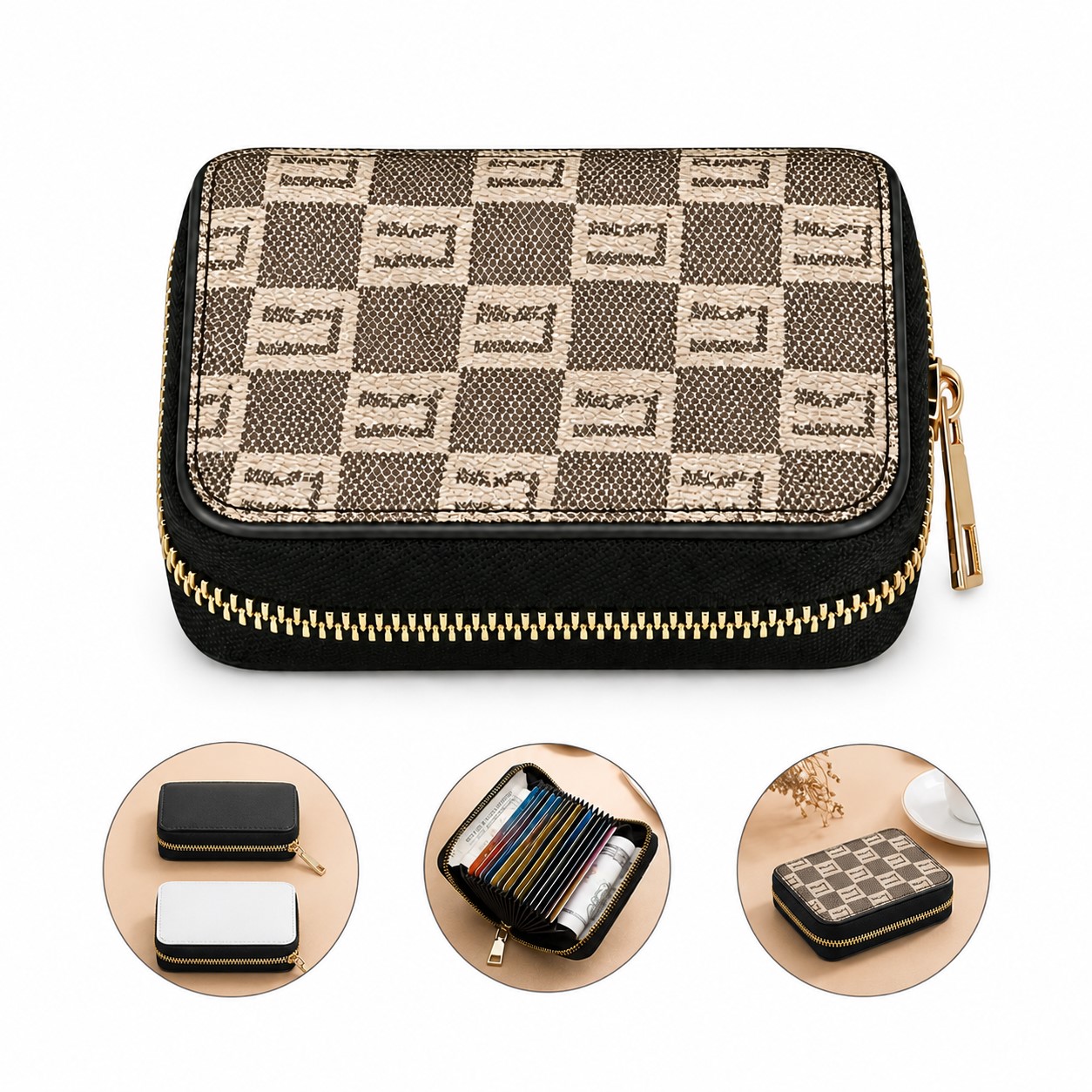 Leather Ziparound Card Organizer Case