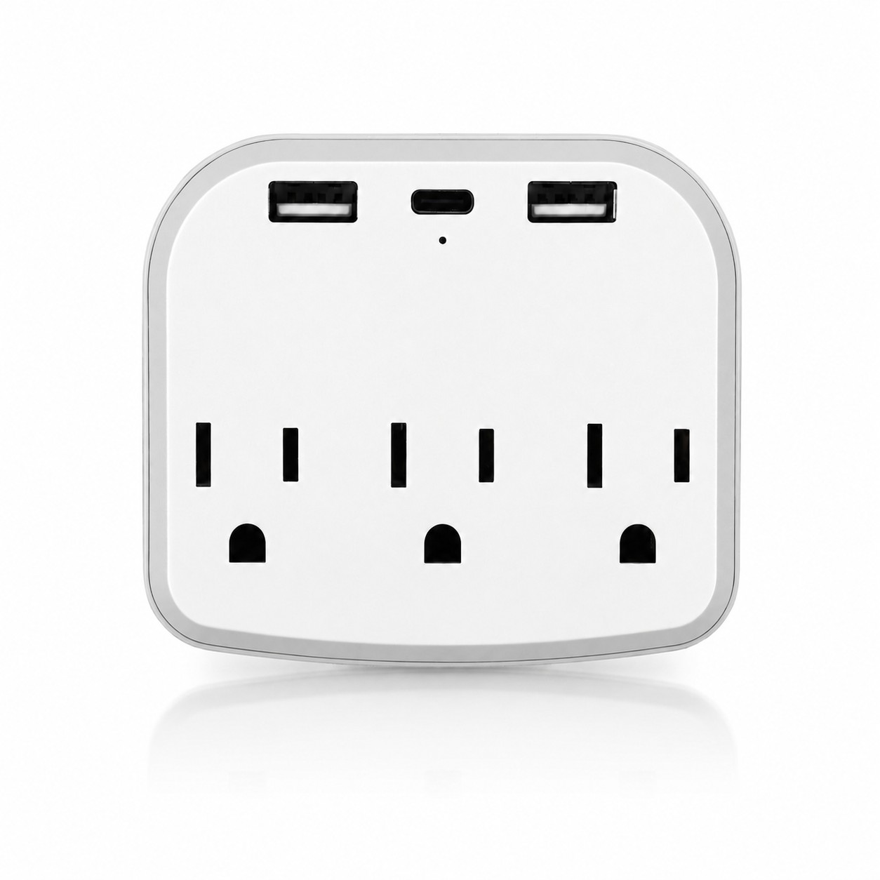 Outlet Extender With Phone Stand — White/Gray