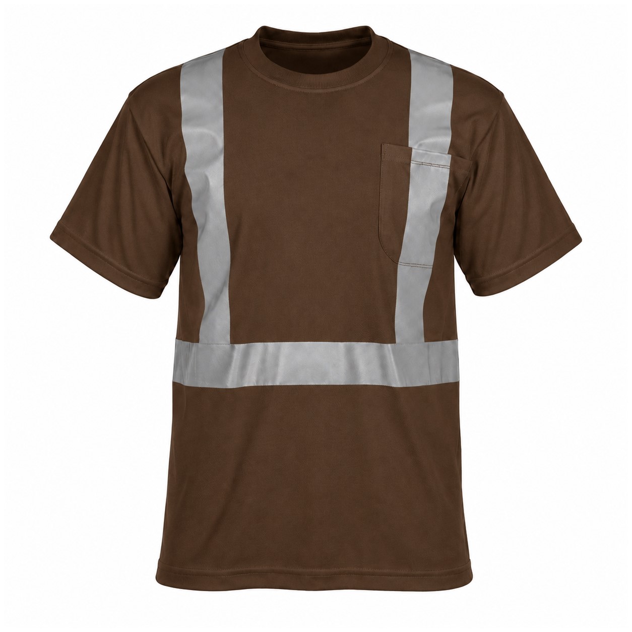 Reflective Pocket Polyester Safety Shirt — Brown