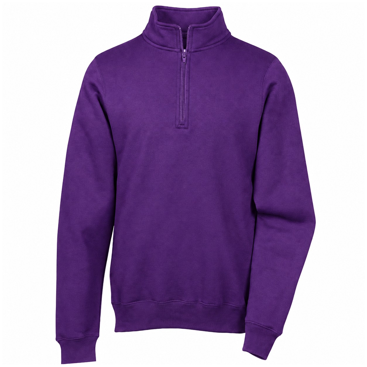 Cotton Polyester Quarter Zip Fleece Pullover — Purple