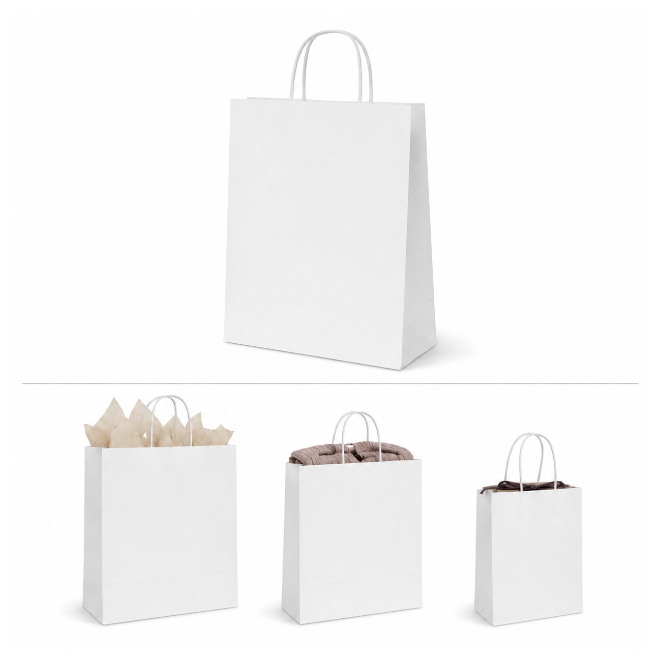 White Kraft Paper Shopper Tote Bag