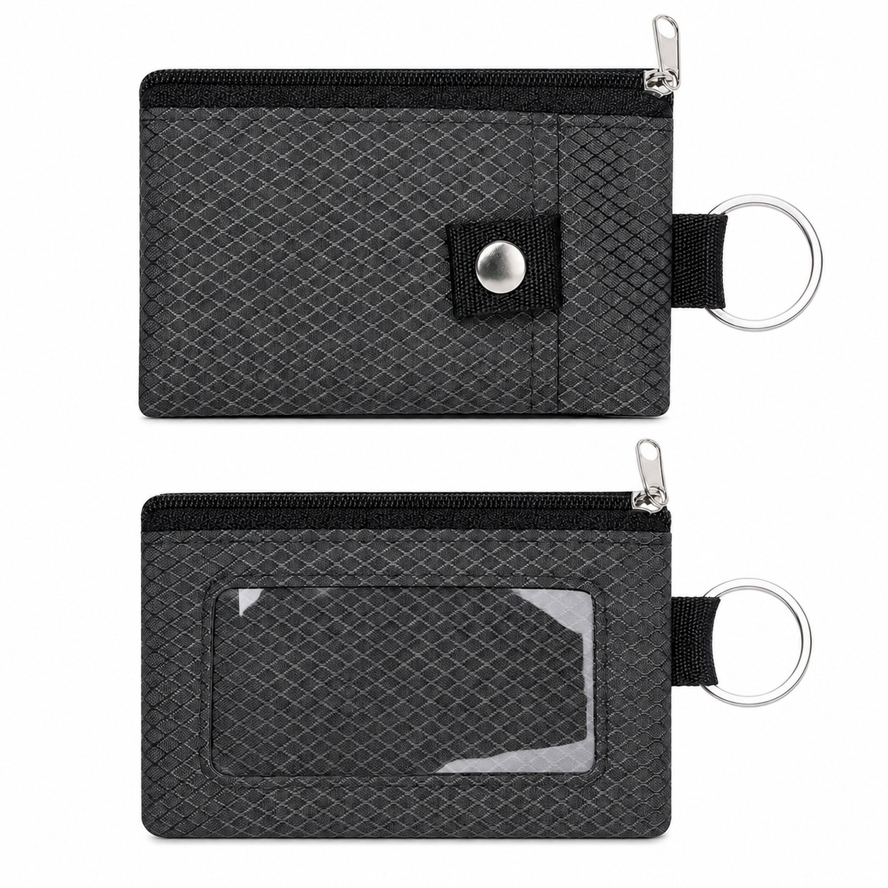 RFID Blocking PU Wallet With Key Ring — Dark Gray