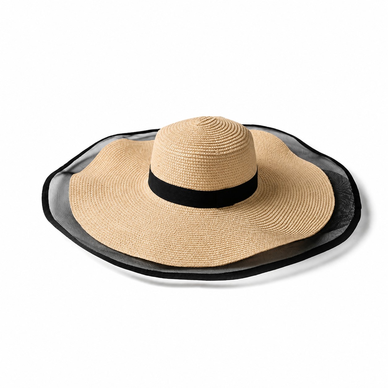 Straw Wide Brim Sun Hat — Beige