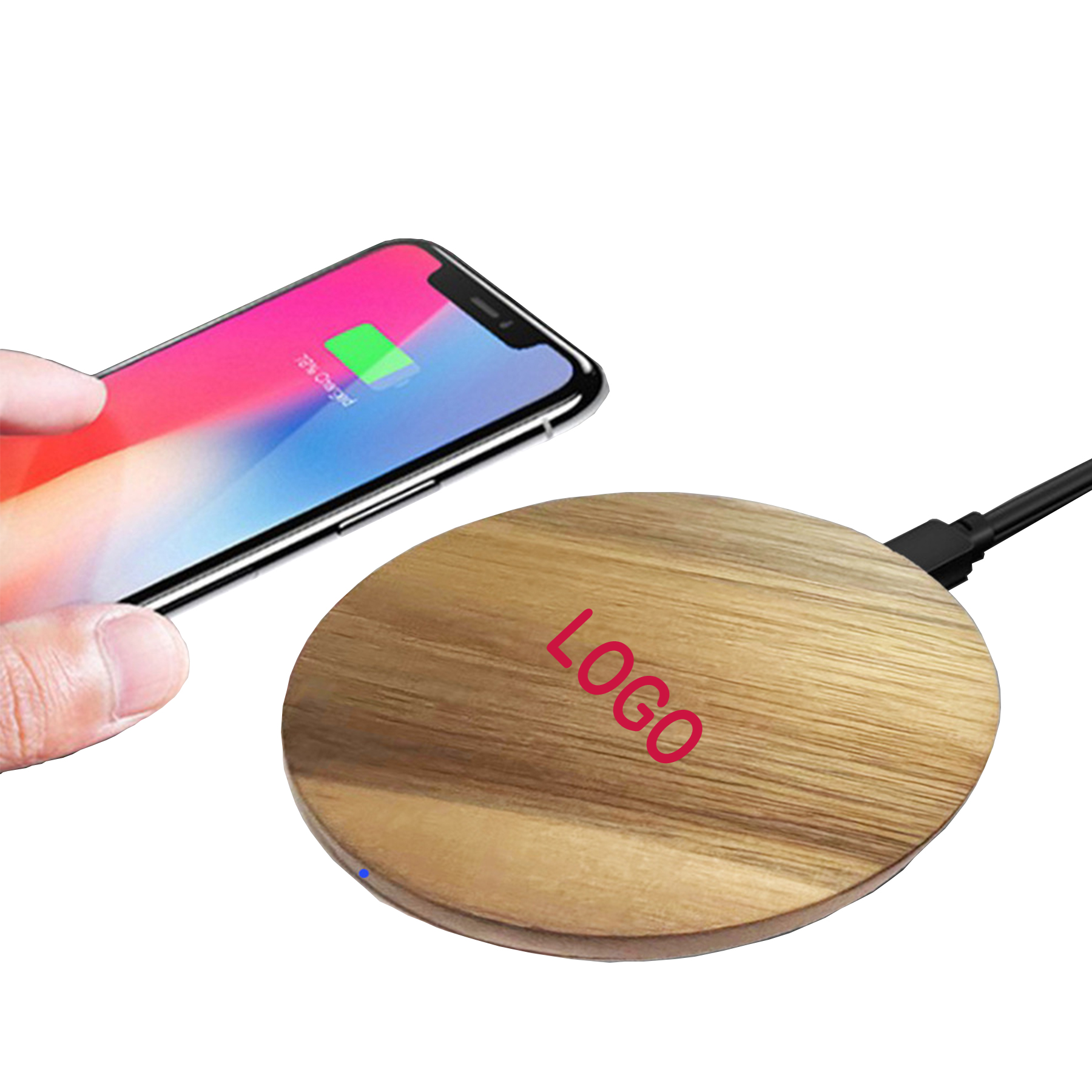 15W Round Bamboo Wireless Charging Pad