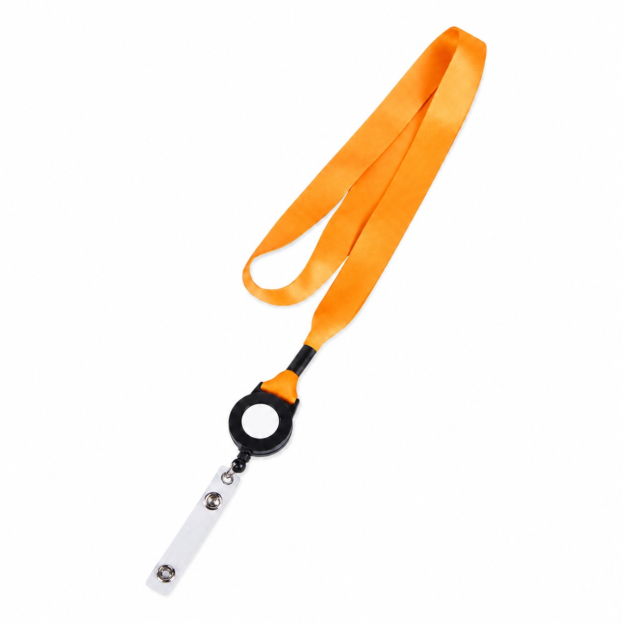 Plastic Crimp Badge Reel Lanyard — Orange