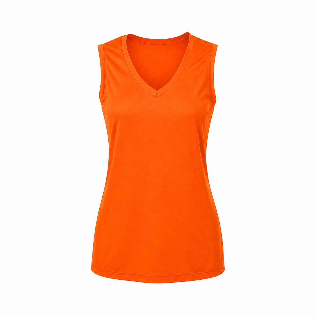 Ladies Polyester V Neck Tank Top — Orange