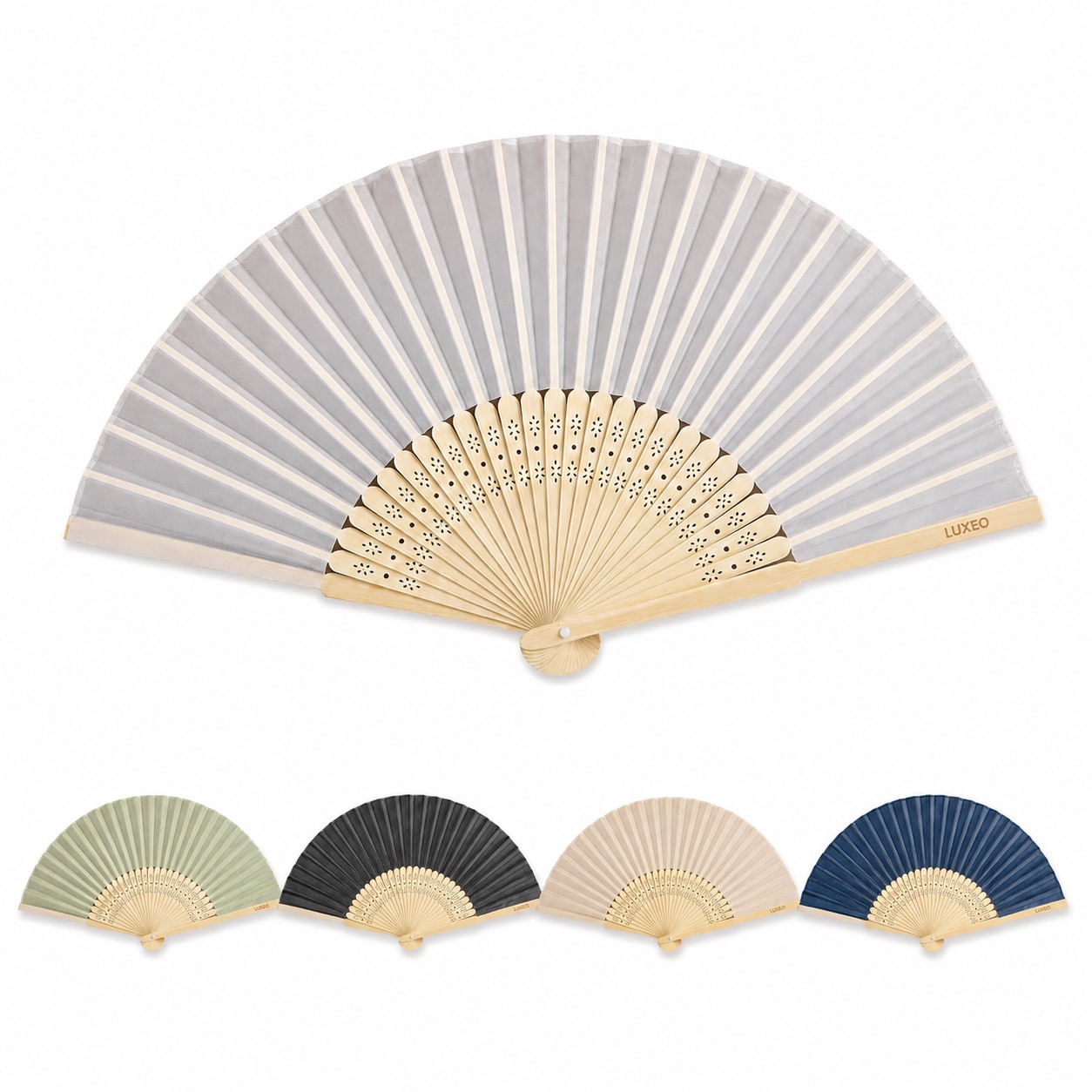 Openwork Bamboo Silk Folding Fan