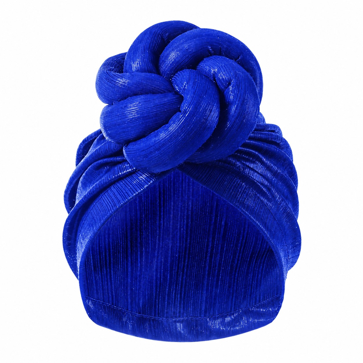 Ice Silk Shiny Knot Turban Hat — Royal Blue