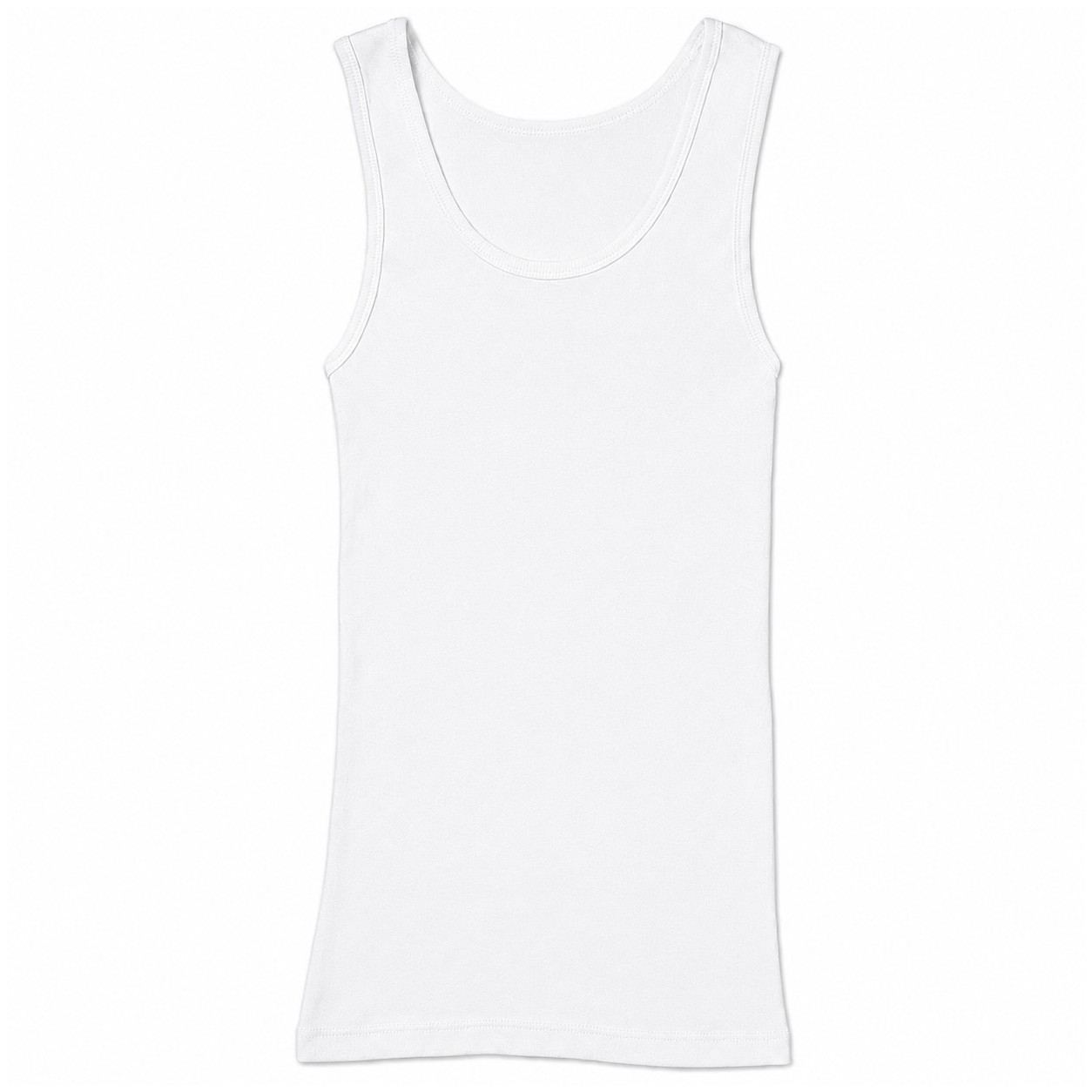 Ladies Baby Rib Sleeveless Cotton Tank — White