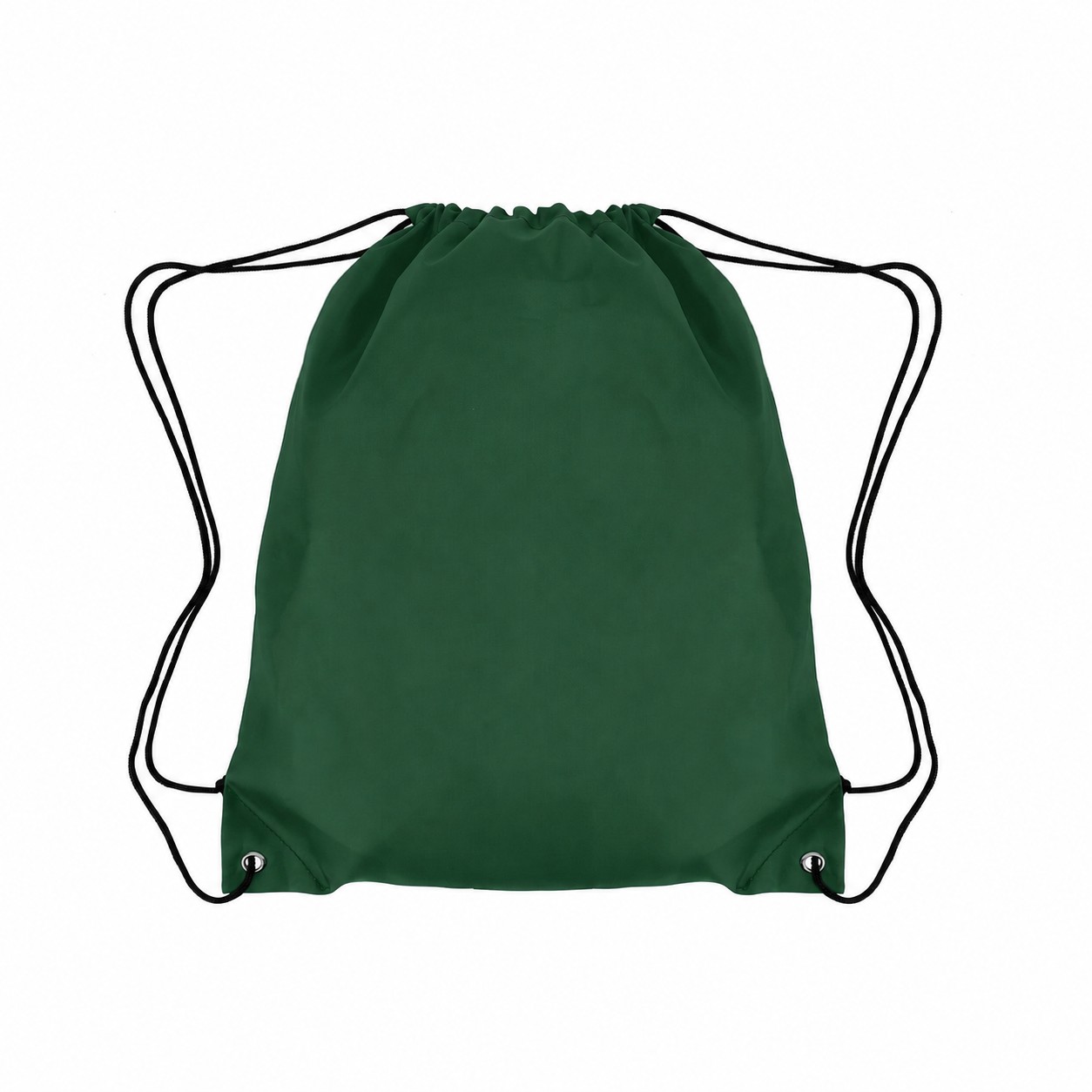 210D Polyester Grommet Detail Drawstring Bag — Forest Green