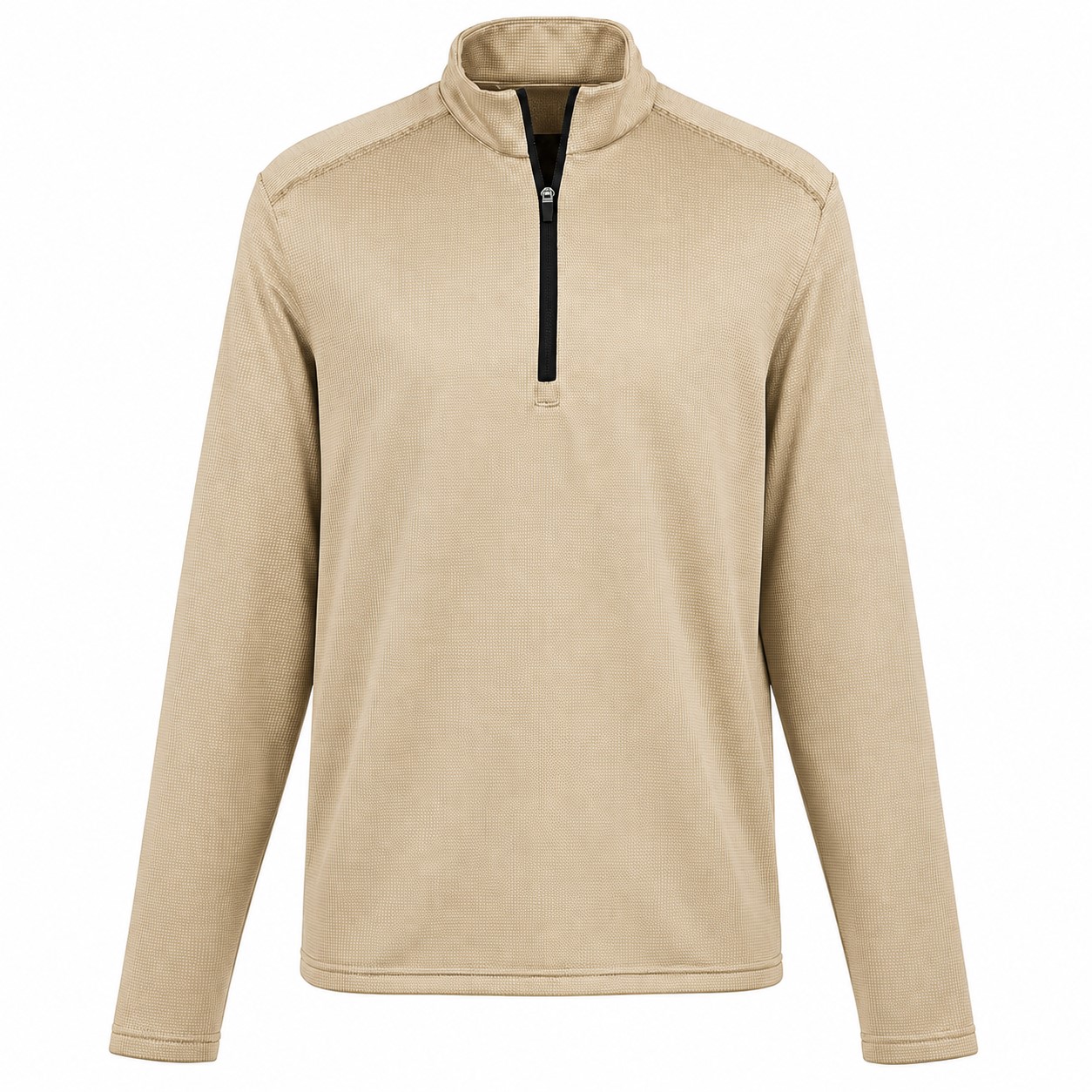 Houndstooth Fleece Quarter Zip Pullover — Tan Beige