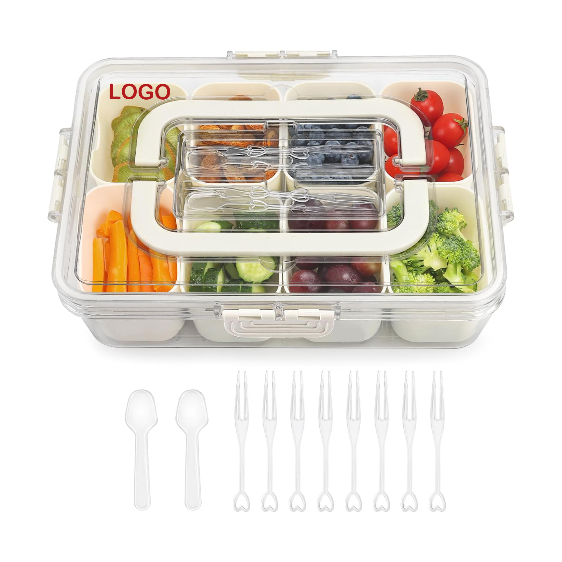 Handled Plastic Snack Serving Box