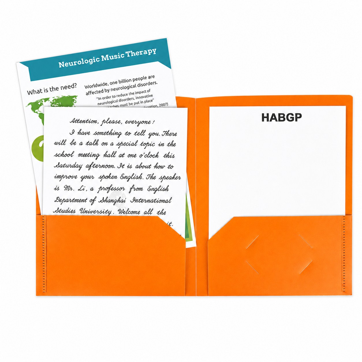 Polypropylene Pocket Folders With Labels — Orange