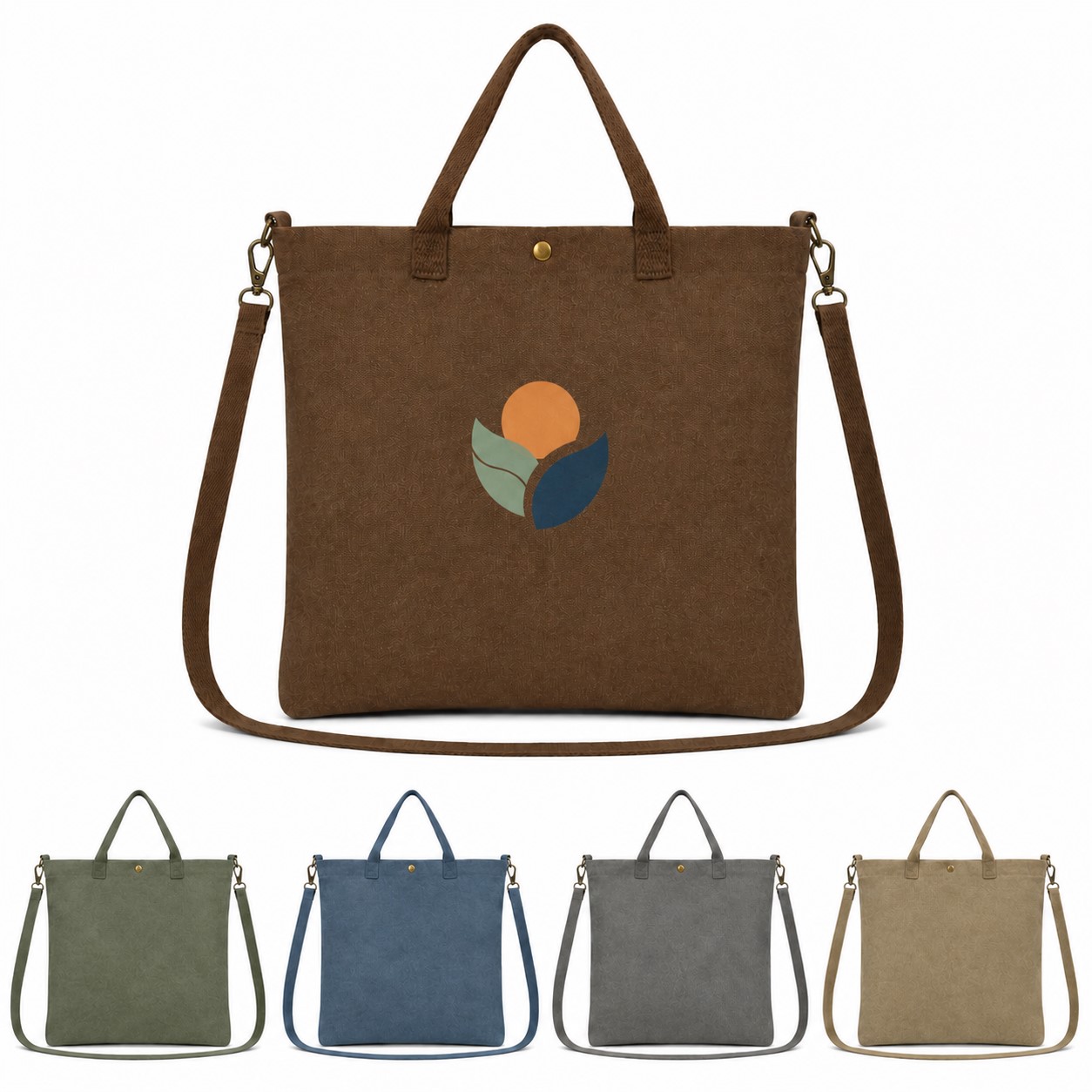 Canvas Carry Tote With Button Closure