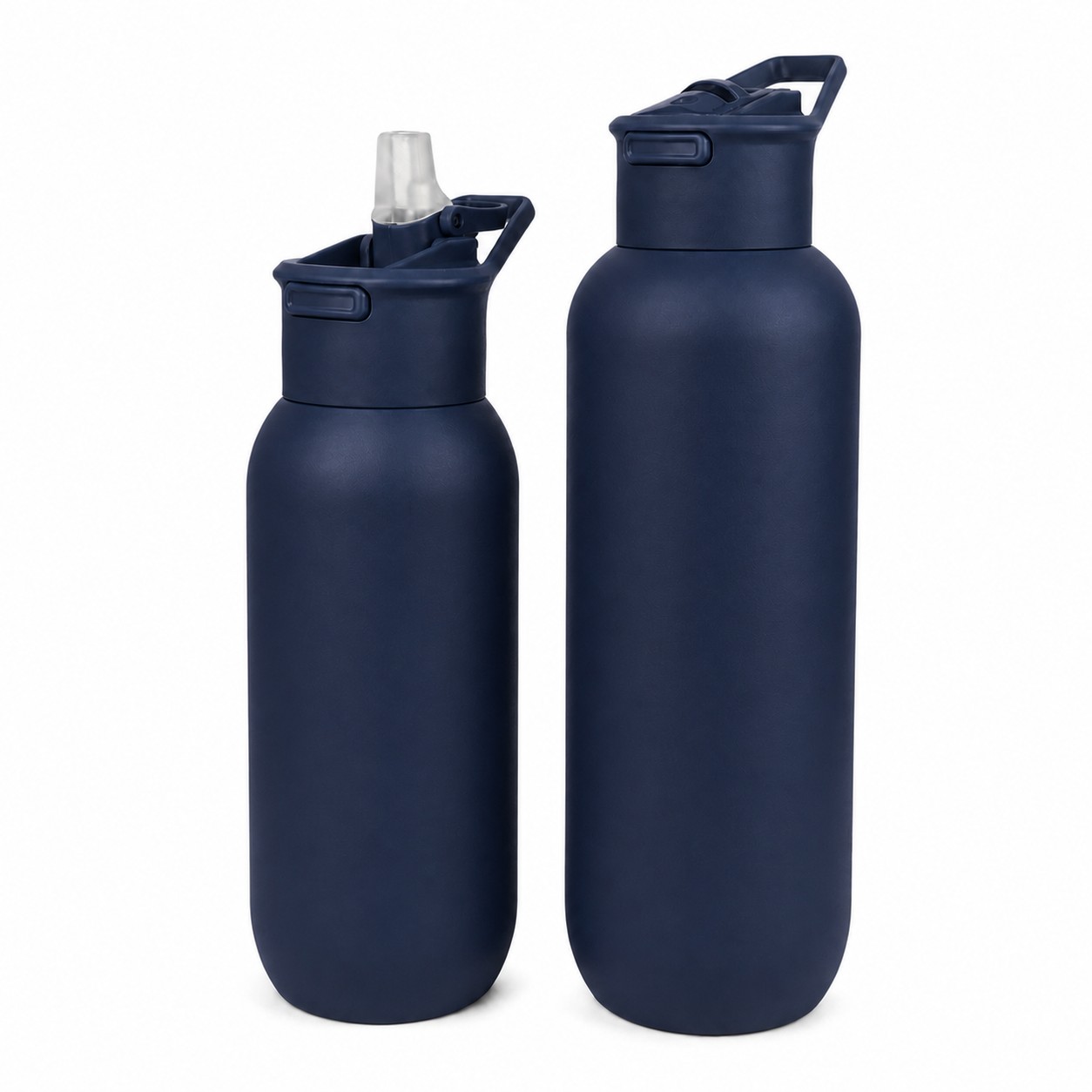 Stainless Insulated Bottle With Straw Lid — Navy Blue