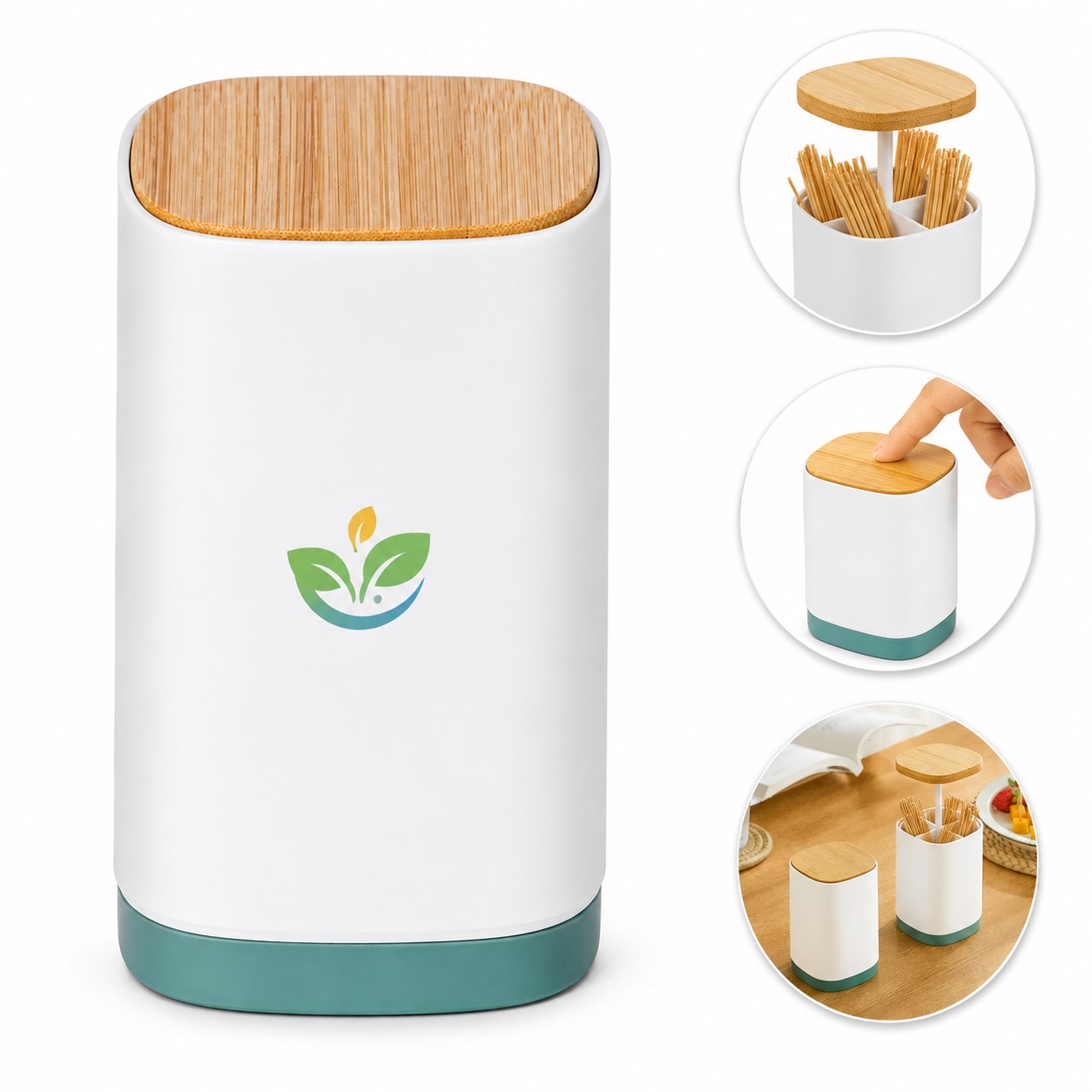 Covered Cotton Swab And Toothpick Organizer — view 1