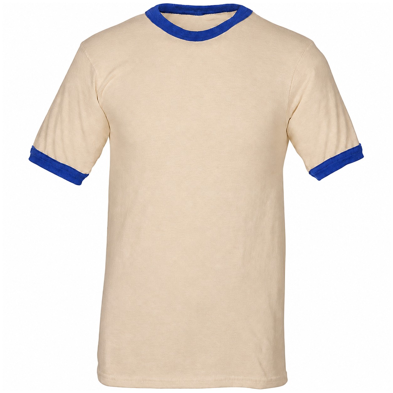 Contrast Trim Ringer Jersey Tee — Beige