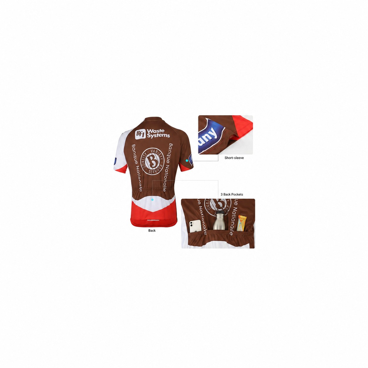 Mesh Polyester Cycling Team Jersey — Brown
