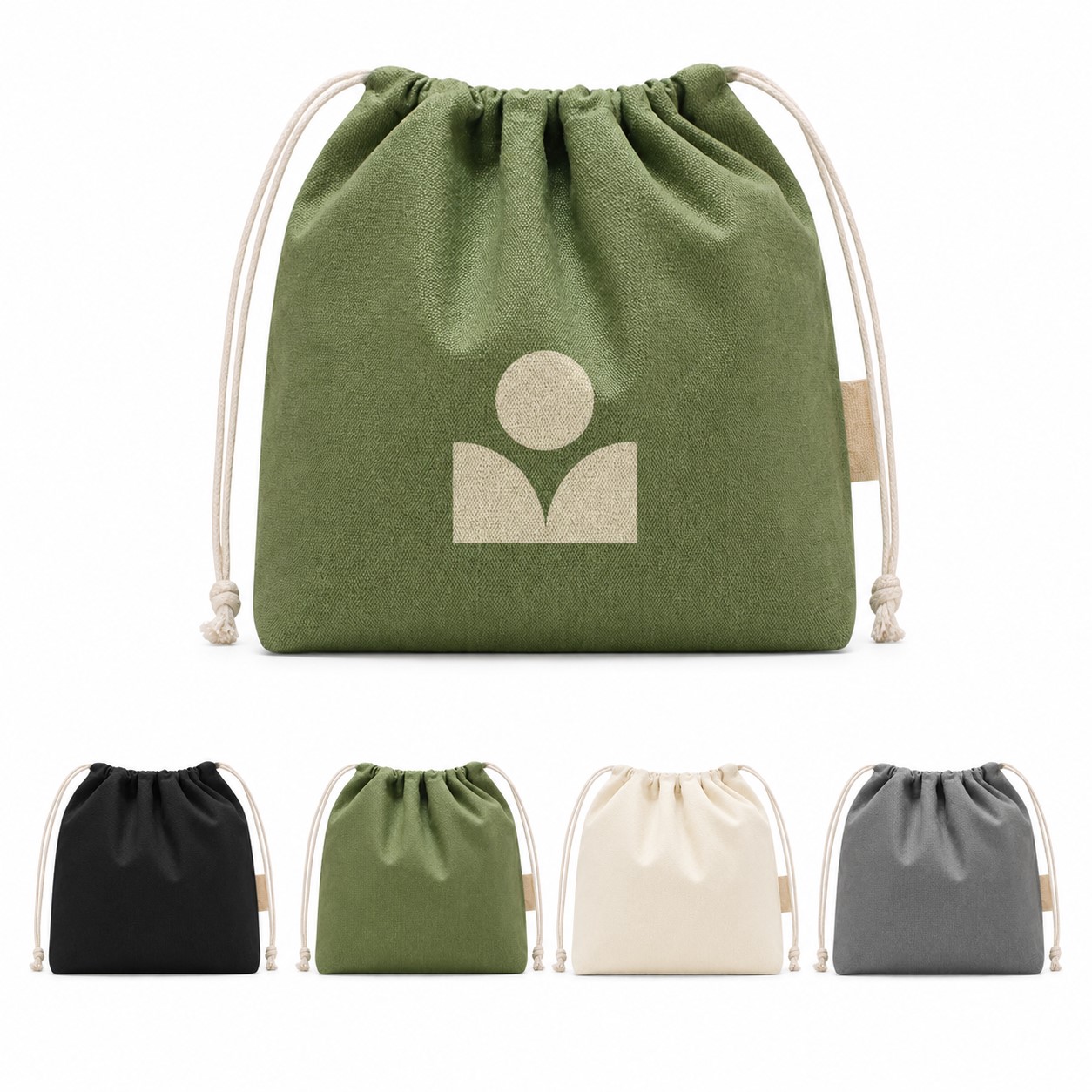 Cotton Canvas Pouch With Drawstring Closure