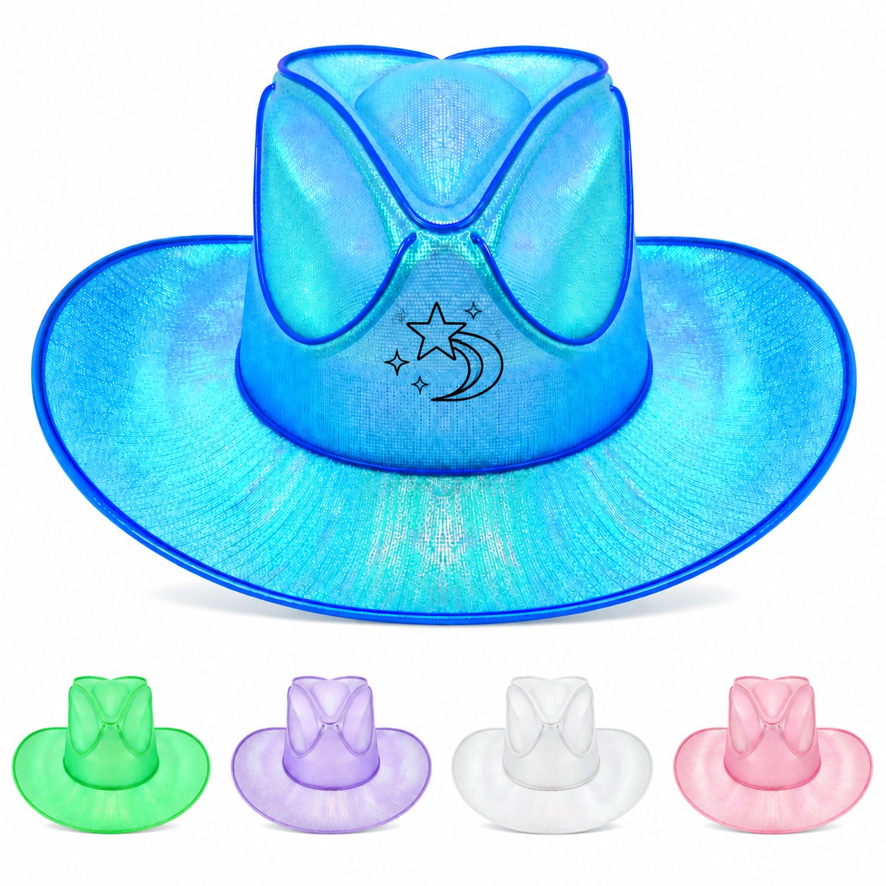 Multicolor LED Wide Brim Cowboy Hat
