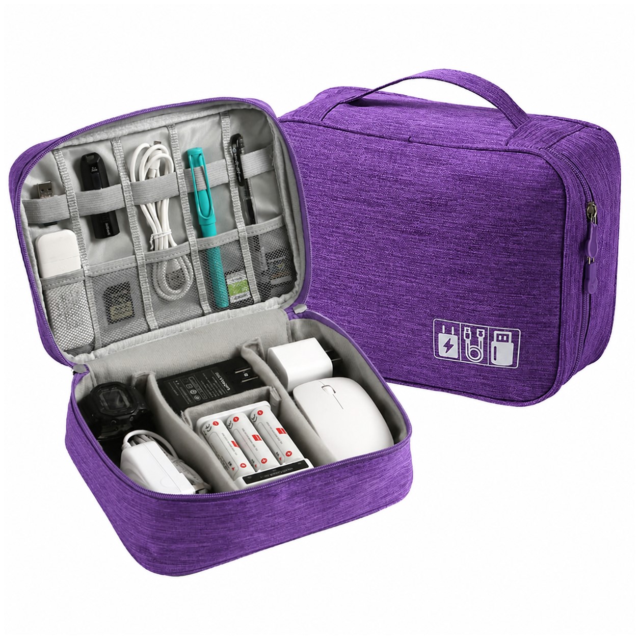 Oxford Electronics Organizer Storage Bag — Purple