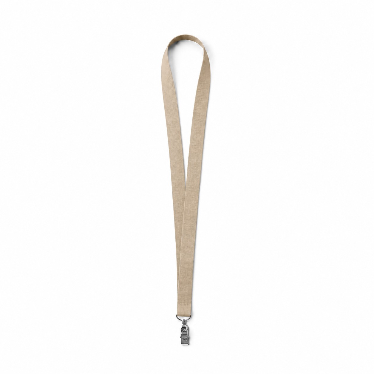 Polyester Bulldog Clip Badge Lanyard — Beige
