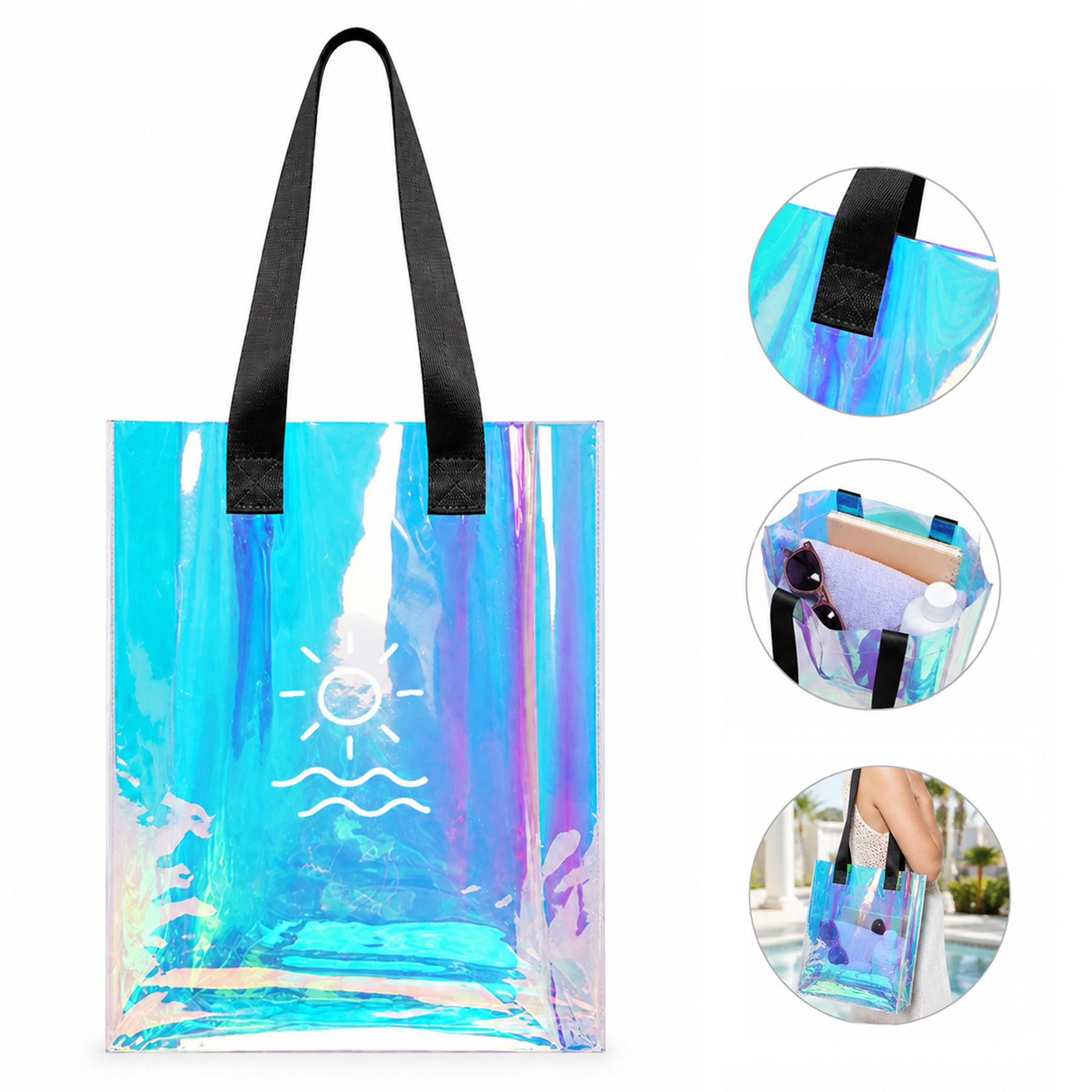 Iridescent Waterproof PVC Tote Bag