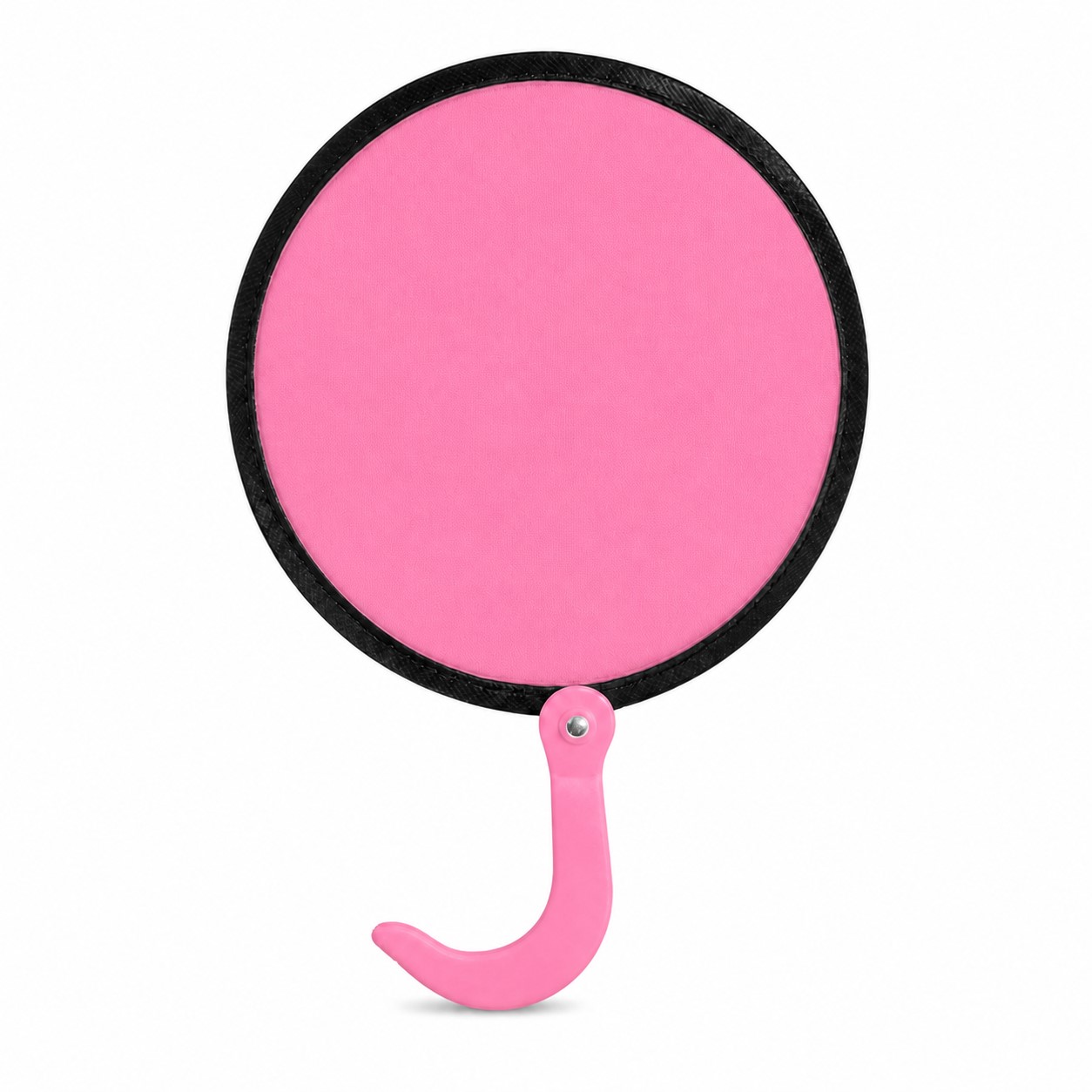 Round Twist Frame Nylon Hand Fan — Pink