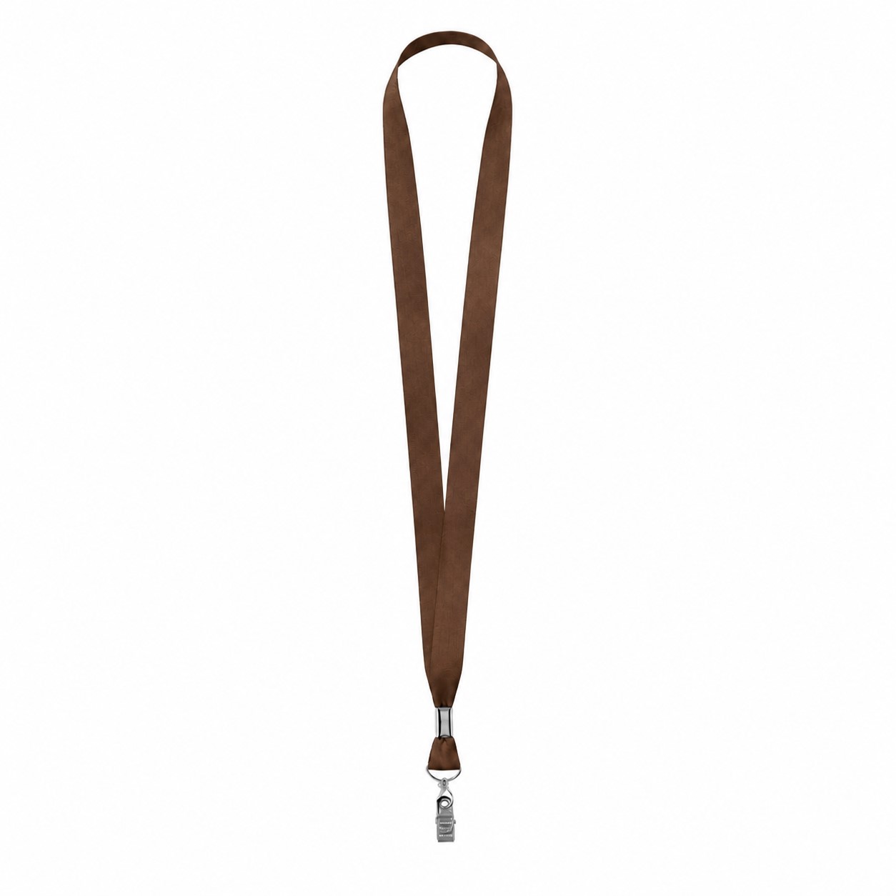 Polyester Lanyard With Bulldog Clip — Brown