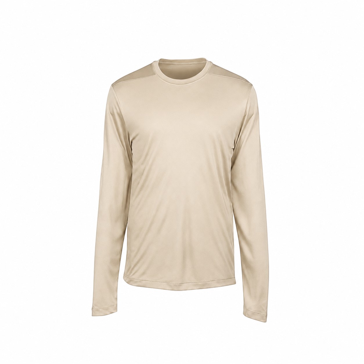 Men's Four-Ounce Polyester Long Sleeve Performance Tee — Beige